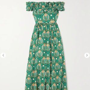 AGUA BY AGUA BENDITA - Espliego Lunar off-the-shoulder printed dress